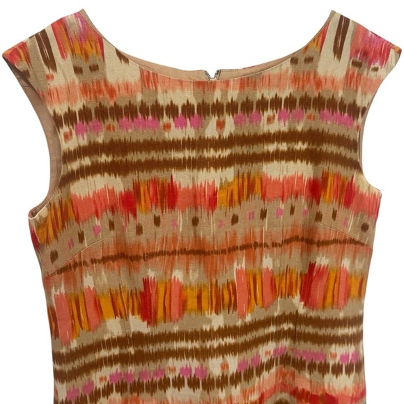 Tahari Multicolor Batik Print Shift Dress Linen Blend Mini Women’s Size 8 - Picture 3 of 12
